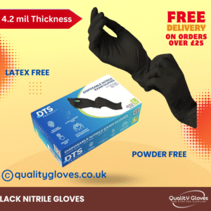 100 DTS Black Nitrile Disposable Examination Gloves Powder Free, Food, Care, Hair & Beauty, Industry, Cleaning (Box of 100 gloves)