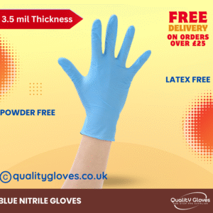 Disposable Blue Nitrile Examination pf Gloves, Premium | Medical | Industrial | Hair, Beauty | Food | Cleaning | Powder & Free-1 Box of 100 Gloves