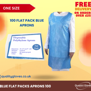 Disposable Blue Aprons |One Size Fits All |Flat Pack| 16 Microns Polyethylene| Waterproof| Care| Medical| Catering| Cleaning| Painting, Hairdressers| Home| Industry