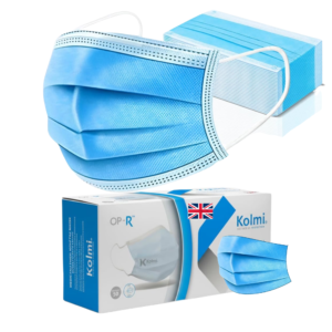 Premium Disposable Face Masks - 3 Ply Blue, Type IIR, Strong Elastic, 50/Pack