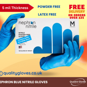Nephron 100 Heavy Duty Blue Nitrile Disposable Gloves Powder Free, Food, Care, Hair & Beauty, Industry, Cleaning (Box of 100 gloves)